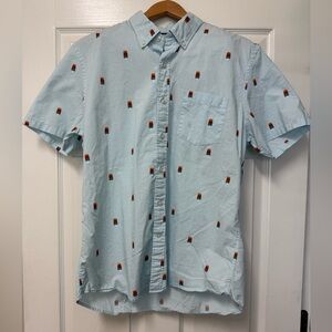 Goodthreads Standard Fit Light Blue Popsicle Patterned Men's Shirt Size L